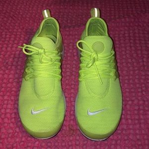 Neon yellow Nike air presto running shoes